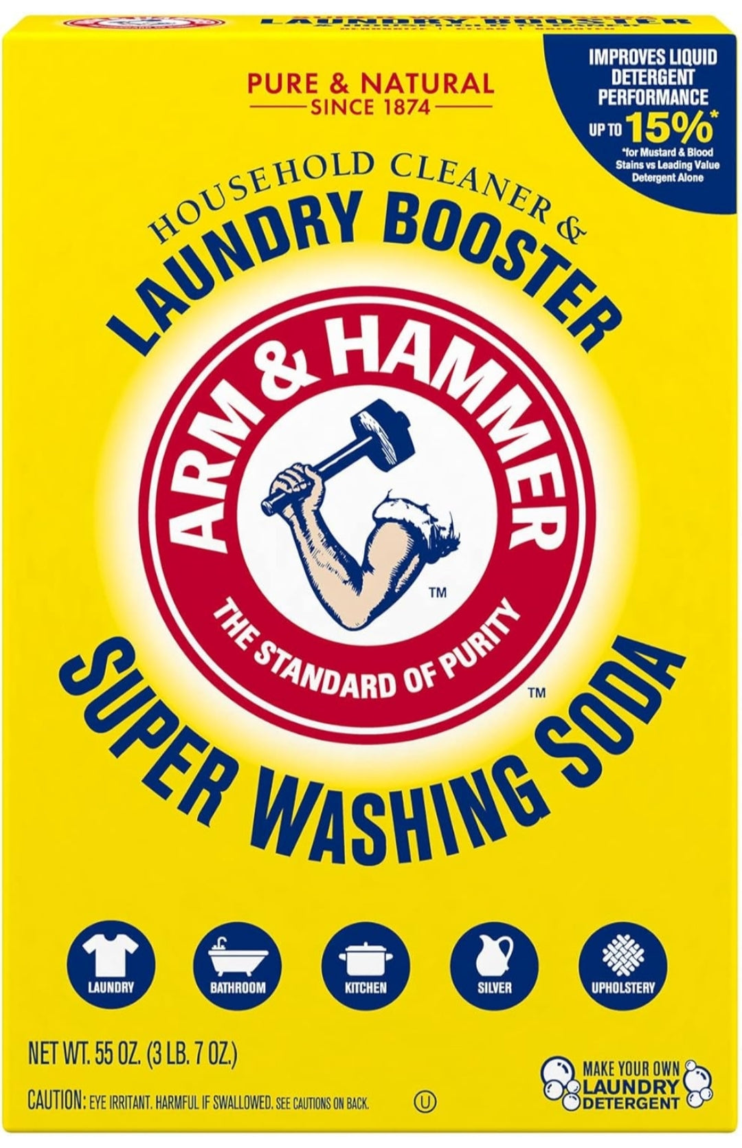 ARM & HAMMER Super Washing Soda Household Cleaner and Laundry Booster (55oz/ Box)
