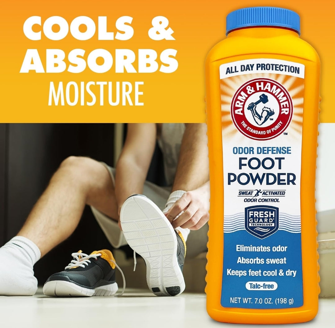 Arm & Hammer Foot Powder for Shoes & Feet, Talc-Free Odor & Moisture Control for Men & Women - 7 oz (1 Pack)