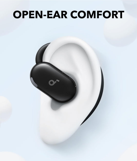 Soundcore V20i deur Anker Oopoor-oorfone, Verstelbare Oorhakies, Ultra-Gemak, Stewige Pasvorm, Kragtige Klank, Duidelike Oproepe, IP55, 36H Speeltyd, Bluetooth 5.4 Draadlose Oorfone, Meervoudige Puntverbinding