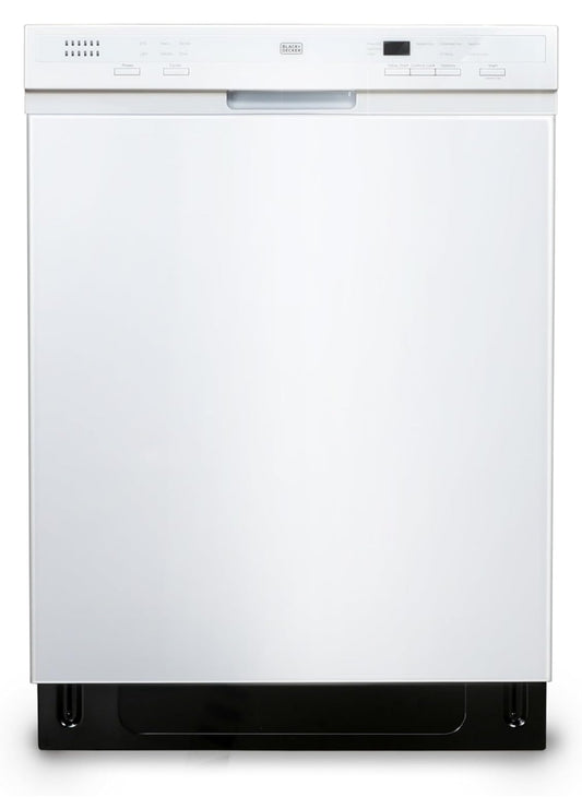 BLACK+DECKER 24" Ingeboude Skottelgoedwasser, 12-Plekkestel Kapasiteit met Vlekvrye Staal Bad, Skottelgoedwasser met 6 Wasprogramme, Lae Geraas, ENERGY STAR Gesertifiseer, BDW200MW, Wit