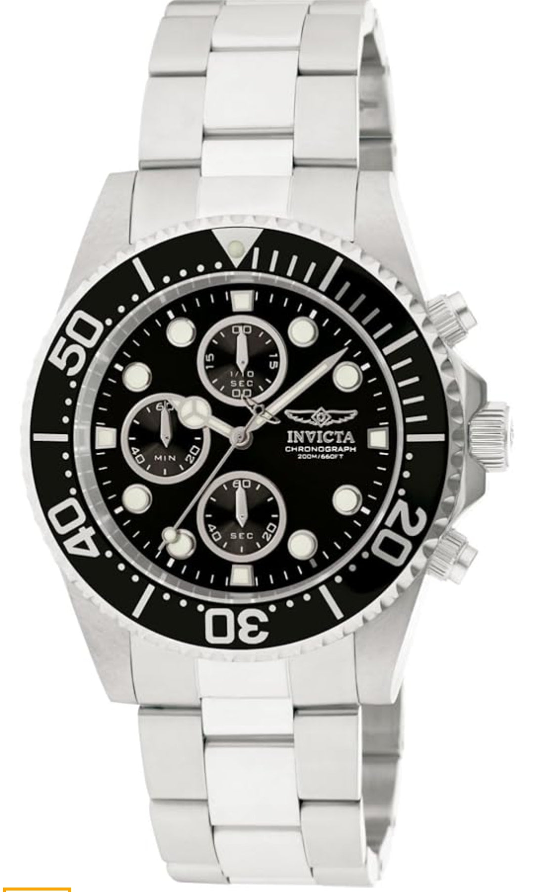 Invicta Men's 1768 Pro Diver Collection Stainless Steel Watch with Black Dial