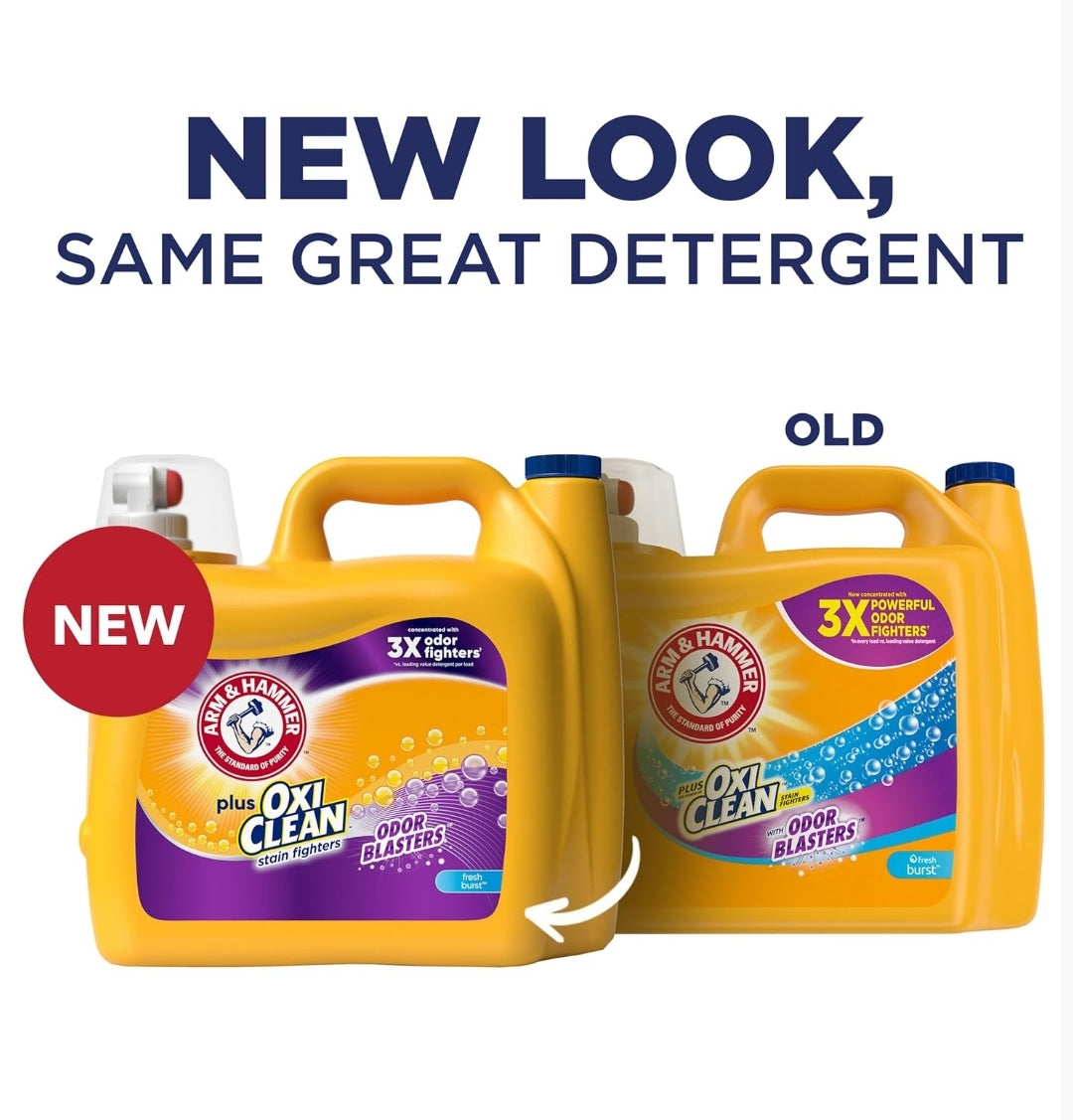 ARM & HAMMER Plus OxiClean Odor Blasters Fresh Burst, 128 Loads Liquid Laundry Detergent (166.5 Fl oz)