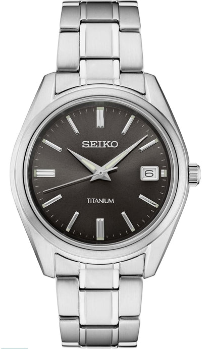Seiko Mans Noodsaaklike Swart Horlosieplaat