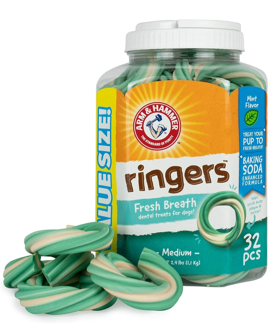 Arm & Hammer for Pets Ringers Fresh Breath Dental Treats for Dogs (Pack of 1 - 32 CT)