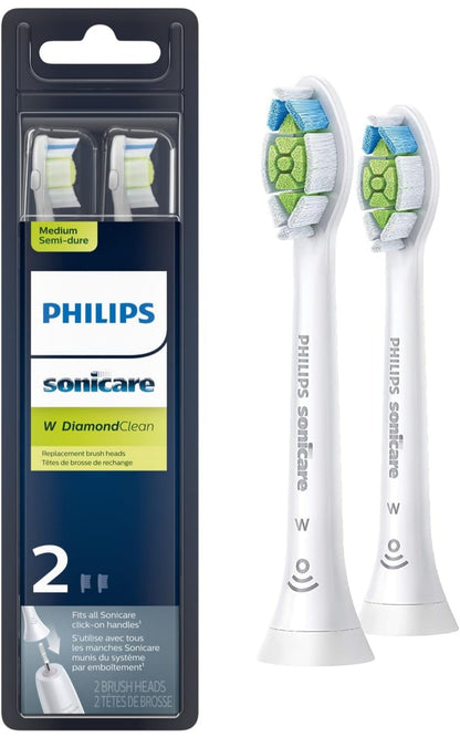 Philips Sonicare Oorspronklike W DiamondClean Vervangende Borselkoppe, 2 Borselkoppe (Wit) HX6062/65