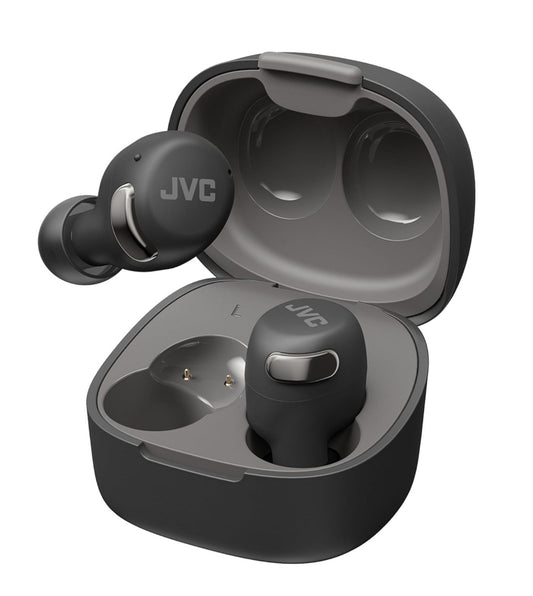JVC Regte Draadlose Kompakte Oorfone – Aktiewe Geraaskansellasie - Bluetooth 5.3 Oorfone vir iPhone, Android - 27 Uur Speeltyd, Lae Latency Modus - IPX4 Sweet-/Reënbestand, Vinniglaai-houer, Mikrofone