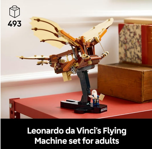 LEGO Icons Leonardo da Vinci se Vliegmasjien DIY-stel – Ornitopterbou-stel Handwerk vir Huis- of Kantoordekor met Uitstalker