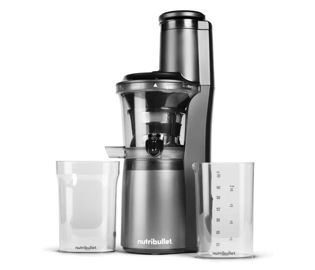 NutriBullet Slow Juicer Masjien, Stil Motor & Trufunksie, BPA-vry, Koueparsversapper met Borsel, 150 Watt - Houtskoolswart