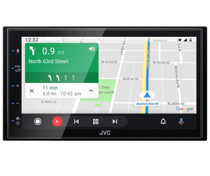 JVC KW-M56BT Apple CarPlay Android Auto Multimedia Speler met 6.8" Kapasitiewe Raakskerm, Bluetooth Oudio en Hands-Free Oproepe, MP3 Speler, Dubbel DIN, 13-Band EQ, SiriusXM, AM/FM Motorradio