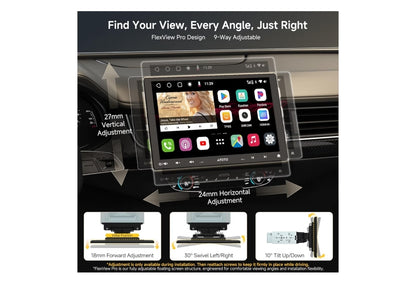 QLED 10" Dubbel-DIN & Enkel-DIN Aanpasbare Motorstereo Swewende Skerm Android 8 Kern 4GB+32GB, 4G LTE/Wi-Fi CarPlay & Android Auto, Dubbele Bluetooth, KI Klets, LD LRV