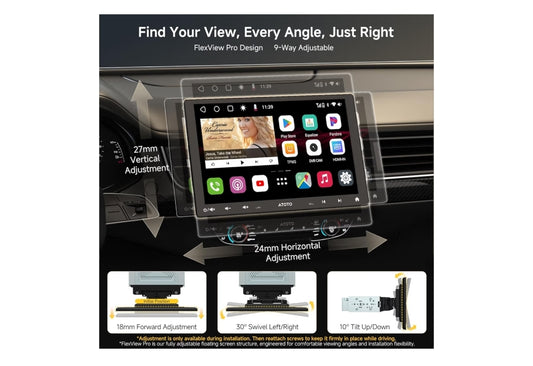 QLED 10'' Double-DIN & Single-DIN Adaptive Car Stereo Floating Display Android 8 Core 4GB+32GB, 4G LTE/Wi-Fi CarPlay & Android Auto, Dual Bluetooth, AI Chat, LD LRV