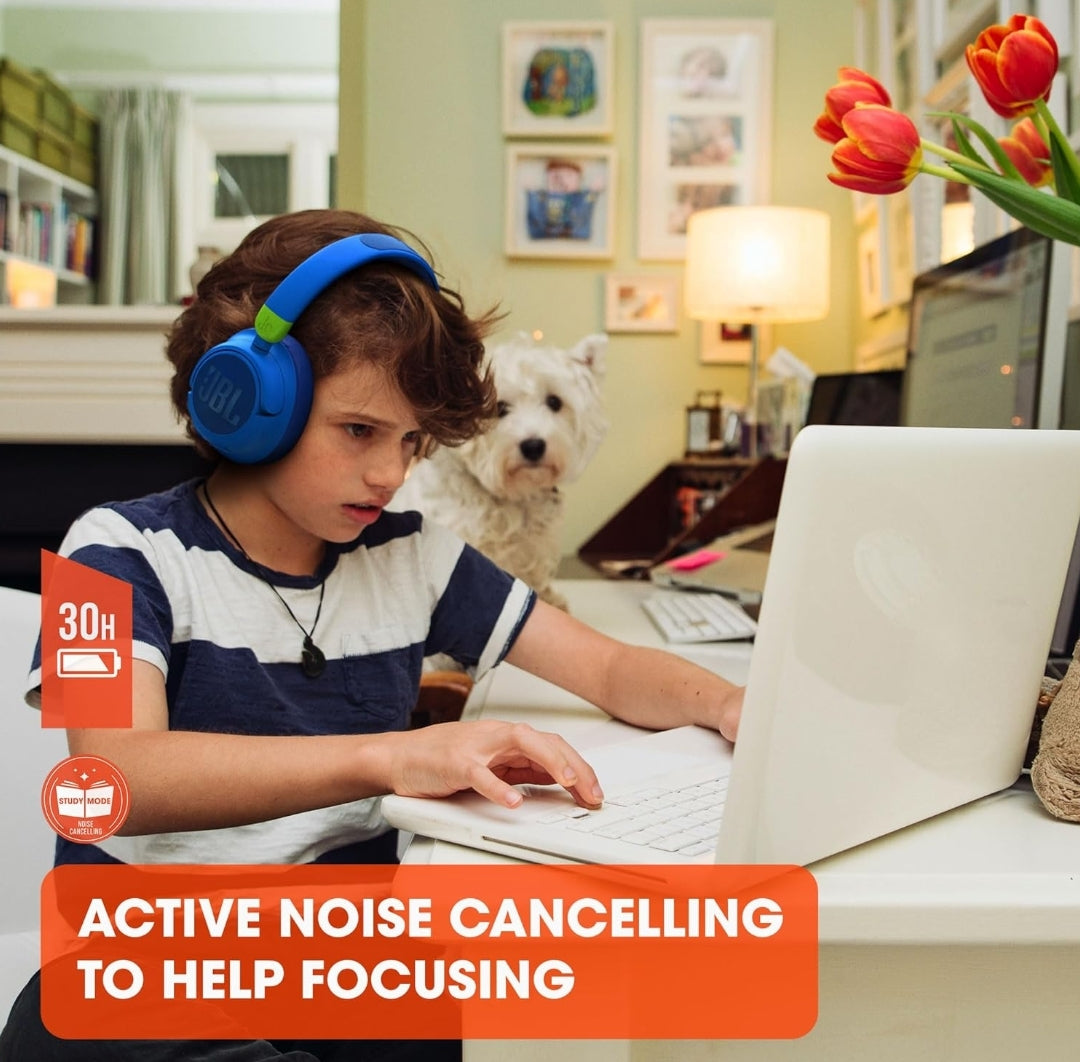 JBL JR 460NC - Wireless Over-Ear Noise Cancelling Kids Headphones - White