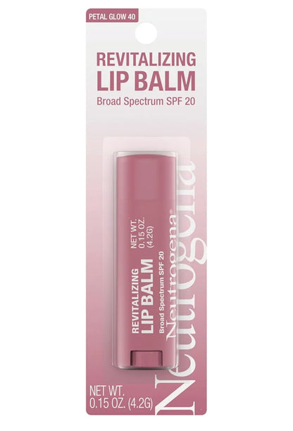 Neutrogena Revitalizing Getinte Lipbalsem Breëspektrum SPF 20 Sonskerm Lipbalsem met 'n Deurskynende Tint vir Sagter Deurskynende Petal-Glow 40, (.15 oz)