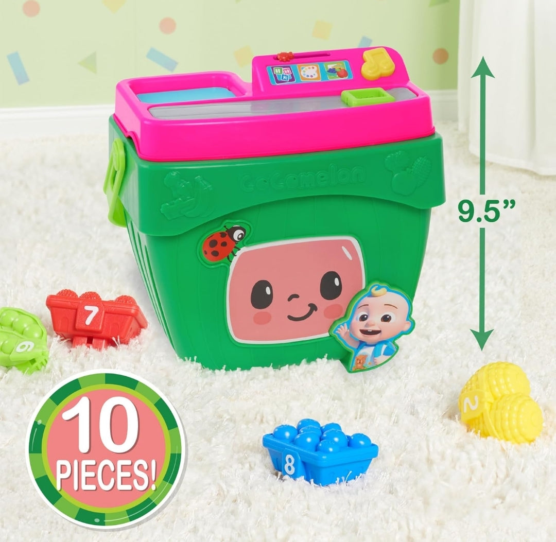 CoComelon Veggie Fun Learning Basket, Pretend Play Food, Preschool Learning and Education, 10-pieces, Music and Sounds, Officially Licensed Kids Toys for Ages 18 Month by Just Play