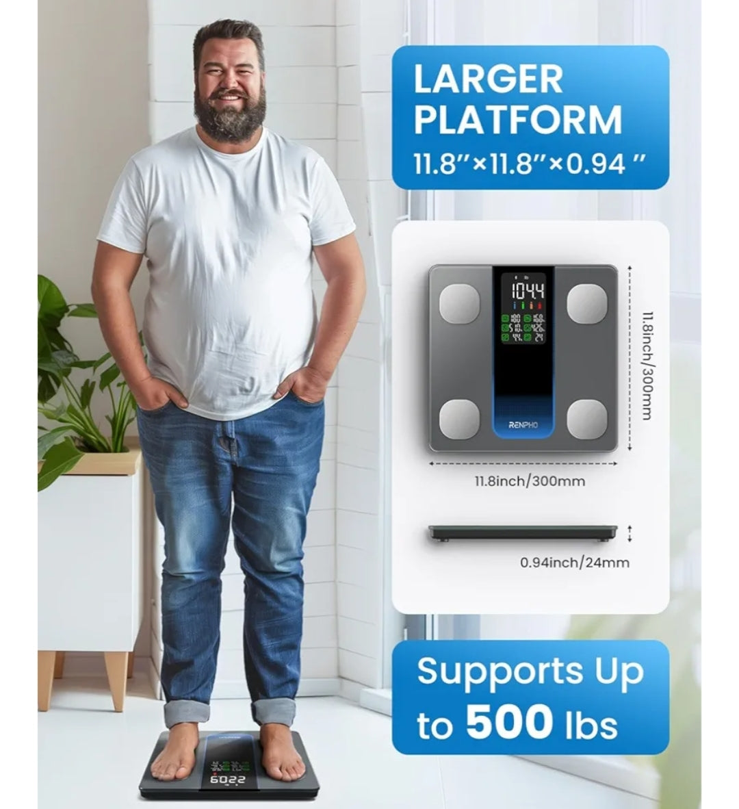 Smart Scale for Body Weight 7-in-1 Large Display for BMI, Body Fat, Muscle Mass, 13 Body Composition