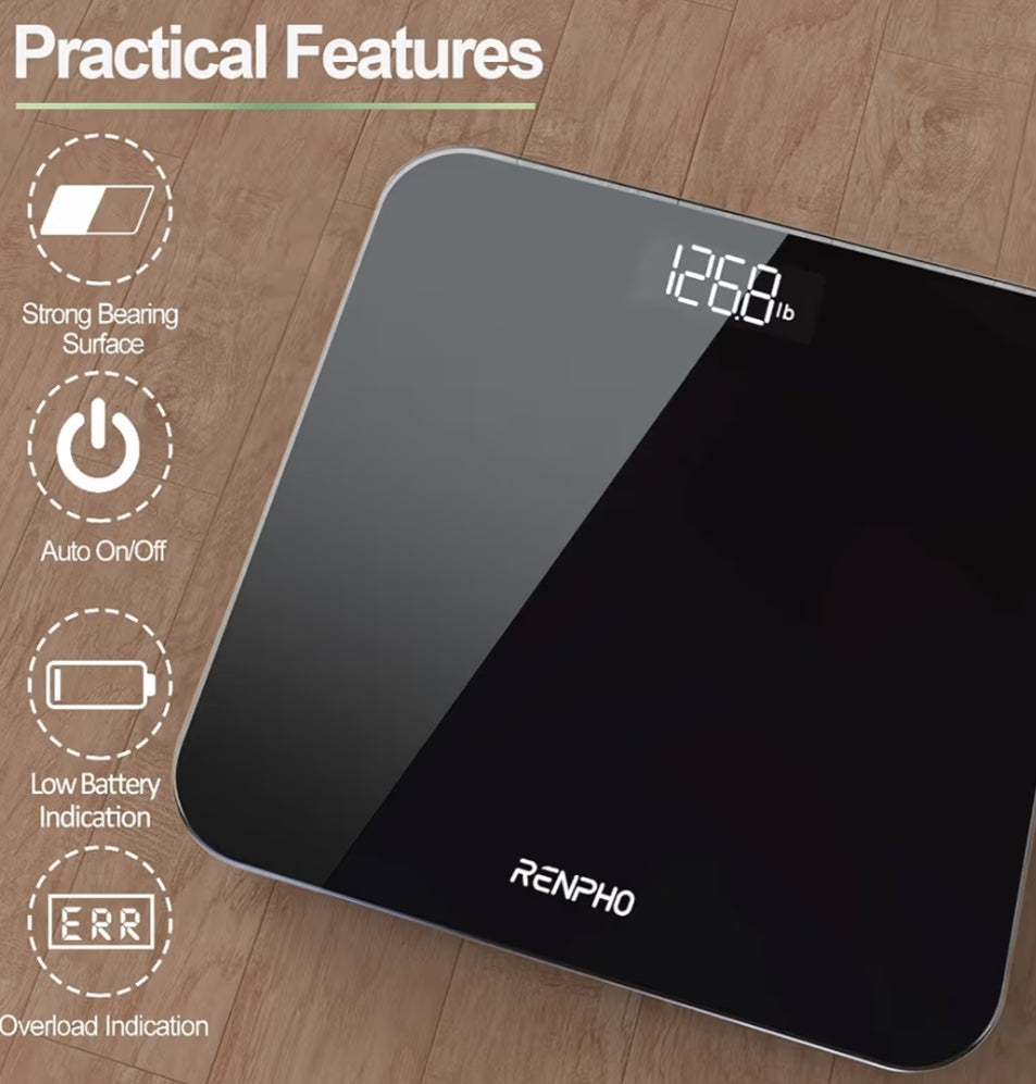 Scale for Body Weight, Mechanical Bathroom Weighing Scale - Batteries Included (Black)