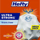 Hefty Ultra Strong 13 Gallon Trash Bags 13 Gallon Size, Drawstring Closure Odor Control - White/Unscented (80 Bags)