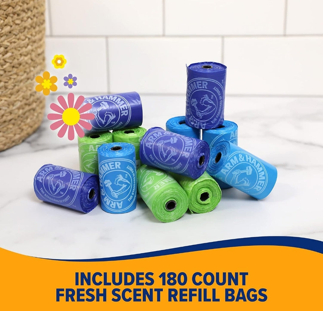 Arm & Hammer Easy-Tear Disposable Dog And Cat Waste Bags w/ Activated Baking Soda, 180CT 9 x 14"