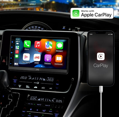 JVC KW-M788BH Apple CarPlay Android Auto Digitale Mediaspeler, Dubbel Din, 6.8 Duim LCD Raakskerm, AM/FM, HD Radio, Bluetooth, MP3-speler, USB-poort, iDatalink Maestro, SiriusXM, Motorradio