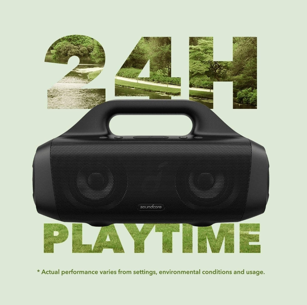 Soundcore Anker Motion Boom Waterproof Bluetooth Speaker with Titanium Drivers, BassUp Technology, IPX7, 24H Playtime, App, Built-in Handle, Outdoor Speaker for Camping, Pool, Beach, Backyard