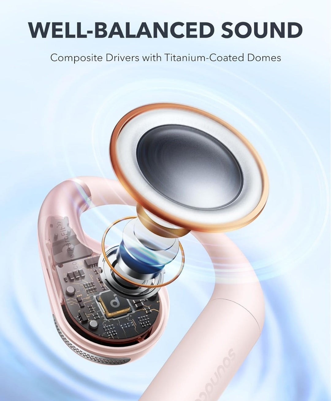 Soundcore by Anker, AeroFit Open-Ear Headphones, Ultra Comfort, Snug Fit, Ergonomic Ear Hook, Balanced Sound, IPX7 Waterproof, 42H Playtime,Small-Ear Friendly,App Control,Clear Calls,Wireless Earbuds