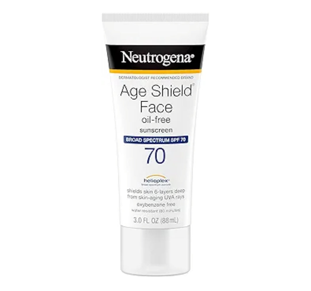 Neutrogena Age Shield Face Olievrye Sonskermroom met Breëspektrum SPF 70, Nie-Komedogenies Bevogtigend 3 fl. oz (Pak van 3)
