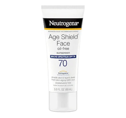 Neutrogena Age Shield Face Olievrye Sonskermroom met Breëspektrum SPF 70, Nie-Komedogenies Bevogtigend 3 fl. oz (Pak van 3)