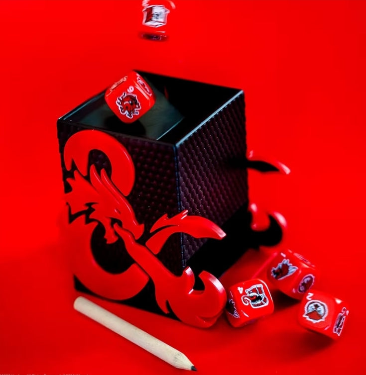 YAHTZEE: Dungeons & Dragons | Collectible Dice Tower | Dice Featuring Dragon, Owl Bear, Gelatinous Cube, Mimic, Mind Flayer, and Beholder
