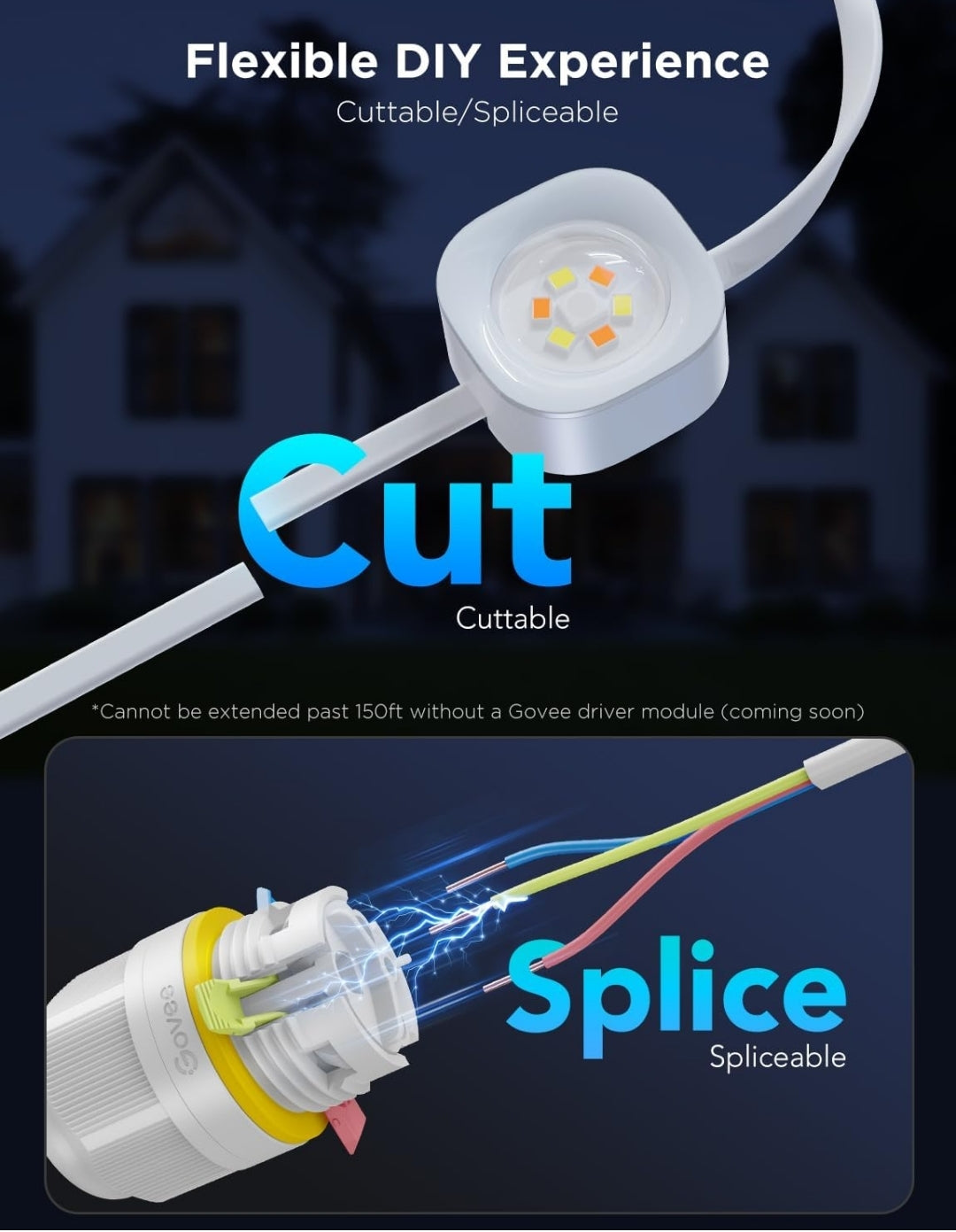 Permanent Outdoor Lights Pro, 200ft with 120 RGBIC LED Lights for Daily and Accent Lighting, 75 Scene Modes for Outdoor Decor, IP67 Waterproof, Works with Alexa, Google Assistant, Matter, White