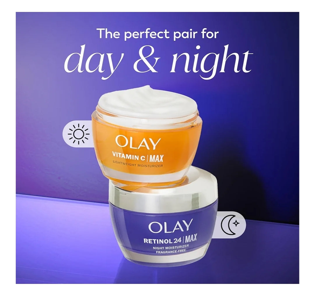 Olay Retinol Gesigbevogtiger, 24 MAX Anti-Veroudering Nagroom Sonder Geur, Hydrerende Velsorg - Peptiede, Gliserien (1.7 Oz)