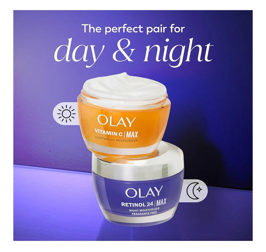 Olay Retinol Gesigbevogtiger, 24 MAX Anti-Veroudering Nagroom Sonder Geur, Hydrerende Velsorg - Peptiede, Gliserien (1.7 Oz)