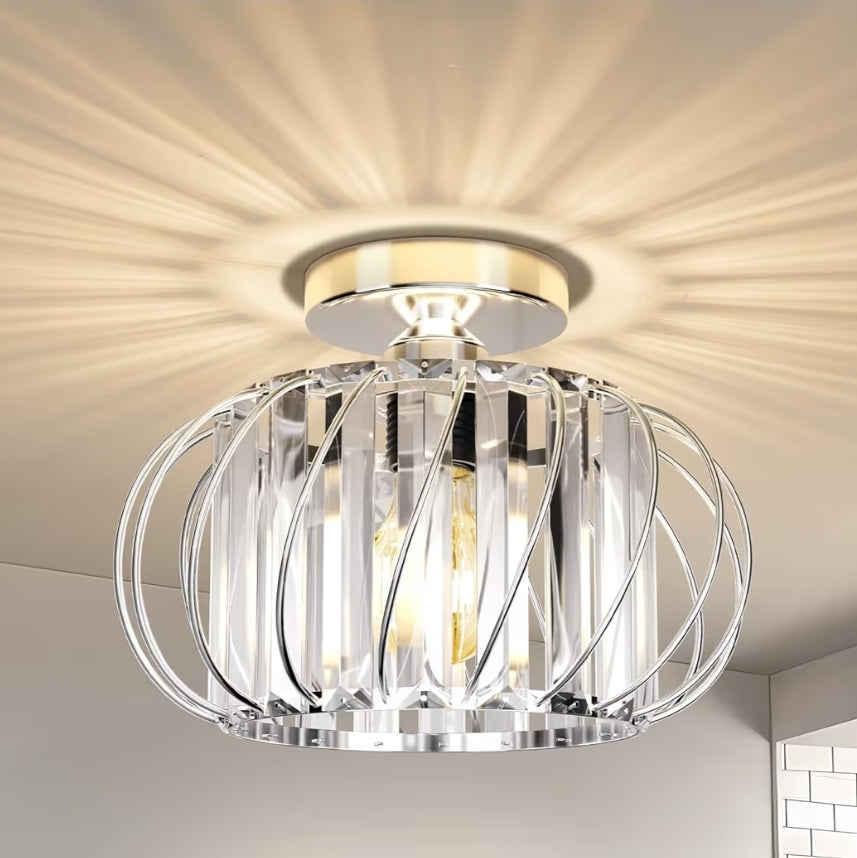 Kristal Semi-Ingeboude Plafonlig - Kandelaarbeligting Modern - Chroom