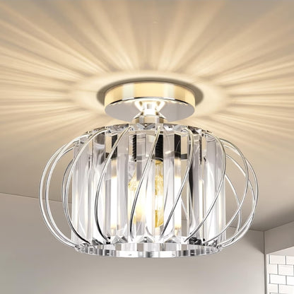 Kristal Semi-Ingeboude Plafonlig - Kandelaarbeligting Modern - Chroom