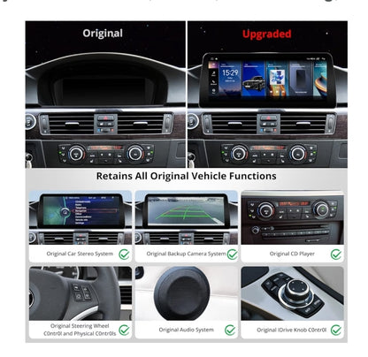 12.3" Android-motorstereo versoenbaar met BMW 3-reeks E90 E91 E92 E93 2008-2012 CIC-stelsel, draadlose CarPlay en Android Auto, 4G LTE, GPS-opsporing, Dubbele BT