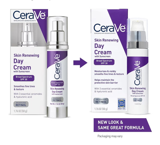 CeraVe Anti-Veroudering Gesigroom SPF 30, Anti-Rimpel Retinol Room met Hialuroonsuur en Seramiede (1.76 oz)