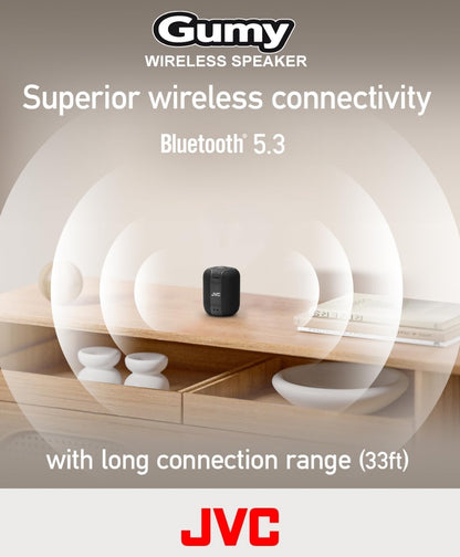 JVC Draagbare Gumy Koordlose Luidspreker met Omringklank, Bluetooth 5.3, Liggewig, TWS-vermoë, USB-C, tot 15-uur Batterylewe - SPSG1BTA (Blou)