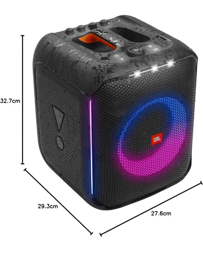 JBL Partybox Encore Essential: 100W Klank, Ingeboude Dinamiese Ligvertoning, en Spatwaterbestand - Swart
