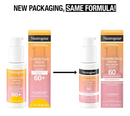 Neutrogena Invisible Daily Defense Broad Spectrum SPF 60 Antioxidante Hidrerende Gesigsonblokserum Sonder Geur (1.7 Fl Oz)