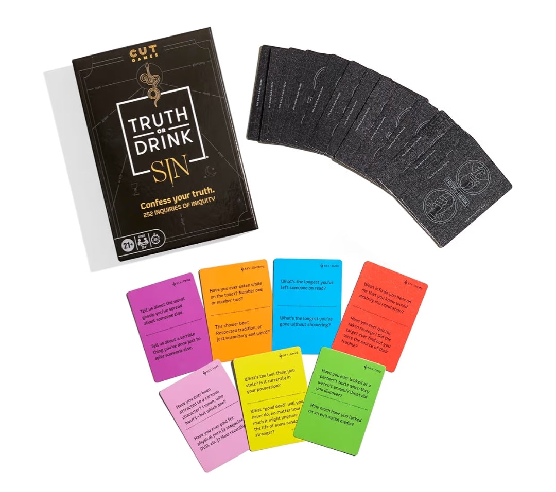 Truth or Drink: Sin Edition Adult Party Game by Cut - 250+ Questions Inspired by 7 Deadly Sins - Stand-Alone or Expansion
