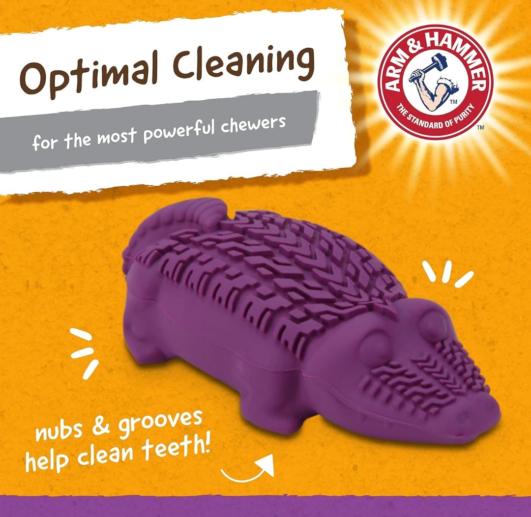 Arm & Hammer for Pets Super Treadz Mini Gator Dental Chew Toy for Dogs Best Dental Dog Chew Toy Dog Dental Chew Toys Reduce Plaque & Tartar Buildup Without Brushing (Pack of 1)