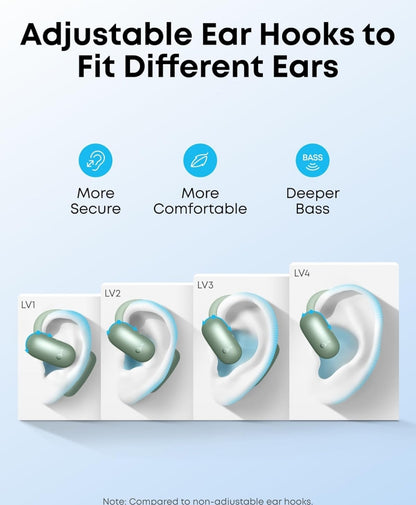 Soundcore AeroFit 2 by Anker, Open-Ear Headphones, Translation Earbuds Real Time, 4 Adjustable Positions for Every Ear Size, 2x Richer Bass, Hi-Res, 42H Playtime, IP55,AI Clear Calls,Wireless Charging