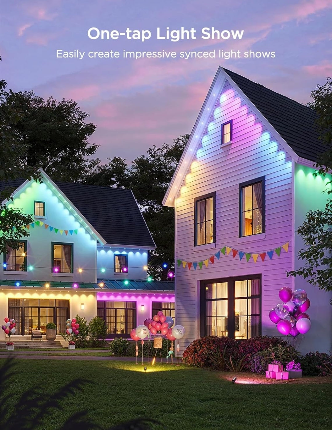 Permanent Outdoor Lights 2, 100ft RGBIC Outdoor Lights with 72 LED Lights, IP67 Waterproof, 100 Scene Modes with 40lm White for Outdoor Decorations, Works with Alexa, Google Assistant, Black