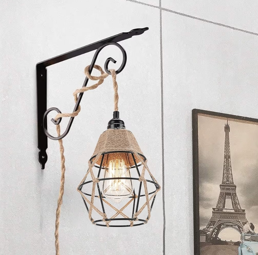 Plaashuis 15vt Hanglampe - m/ Propkoord Hennepkoord Hanglampe Rustieke Hanglampe Wat in Muurprop Inprop - 2 Pak