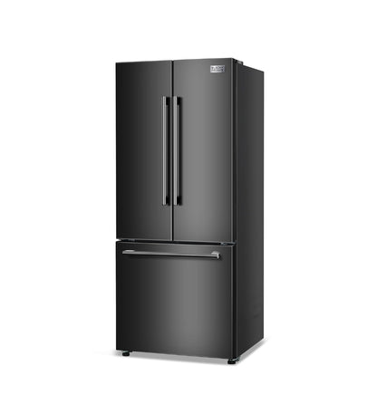 BLACK+DECKER 16 Kub. Vt. Franse Deur Yskas met Ingeboude Ysmaker, Volgrootte Yskas met Ondergemonteerde Vrieslaai, Rypvry, ENERGY STAR-gesertifiseer, BRF1600GIMB, Swart