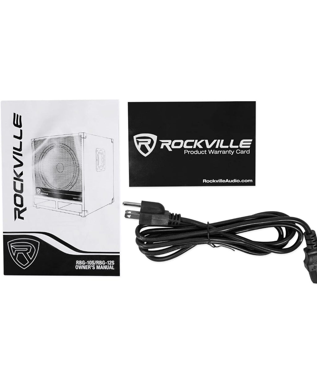Rockville RBG10S Aktiewe PA-Subwoofer, Kompak, 10", 1200W, Diep Bas, Veranderlike Crossover, Ingeboude Beperker, Paalmontering, Ideaal vir DJ, Huispartytjies