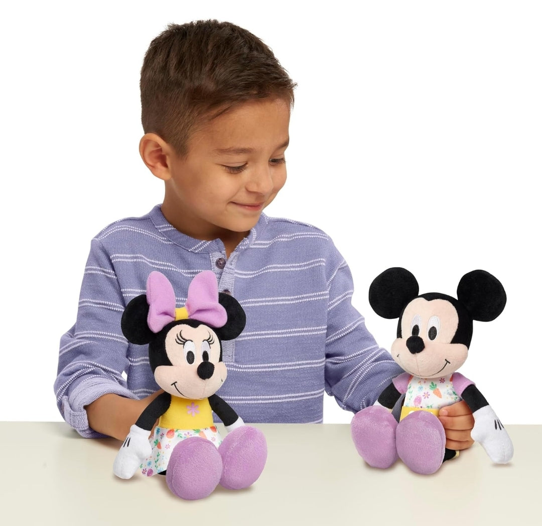 Just Play Disney Easter Mickey Mouse and Minnie Mouse Small Plushie Stuffed Animal, 2-Pieces, Easter Basket Stuffers, Kids Toys for Ages 2 Up