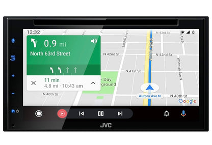 JVC KW-V660BT Apple CarPlay Android Auto DVD/CD-speler met 6.8" Kapasitiewe Raakskerm, Bluetooth Oudio en Hands-free Oproepe, MP3-speler, Dubbel DIN, 13-band EQ, SiriusXM, AM/FM Motorradio