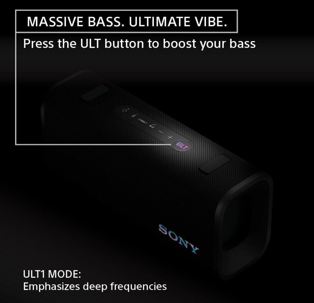 Sony ULT Field 3 Draadlose Draagbare Bluetooth-luidspreker, IP67 Waterdig, Stofdig, Roesdig en Skokbestand met Verbeterde Bas, 24 Uur Battery en Skouerband - (Swart
