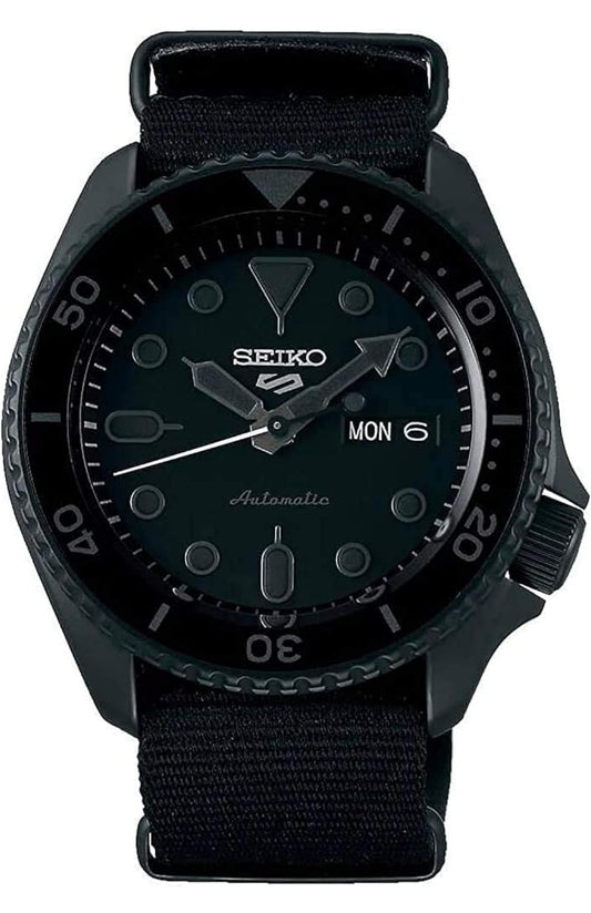 SEIKO Sports 5 Manshorlosie Swart 42.5mm Vlekvrye Staal