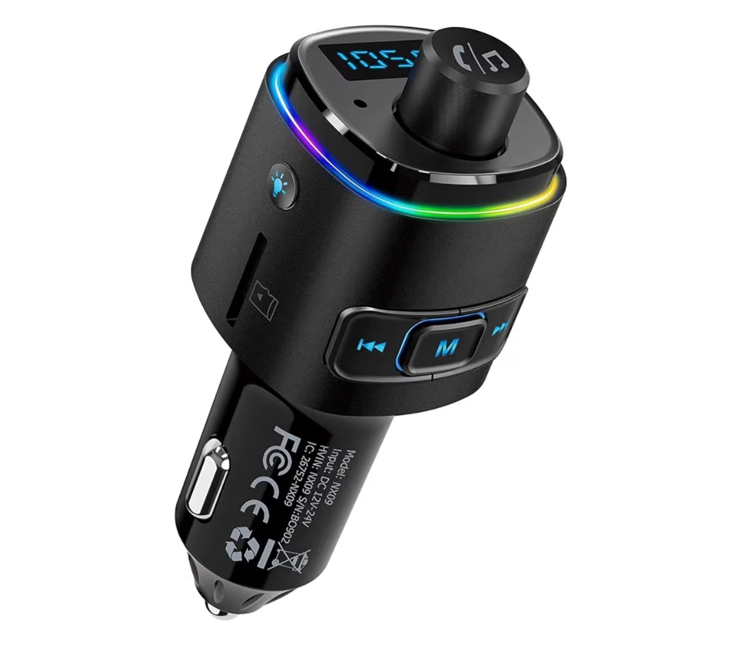 QC3.0 Bluetooth FM-sender Dubbele USB-laaier Bluetooth-adapter Draadlose Radio met 7-kleur LED-agtergrondlig, Hands-vrye Oproepe, Ondersteun USB-aandrywer TF-kaart